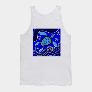 Aboriginal Art - Turtle Blue 2 Tank Top